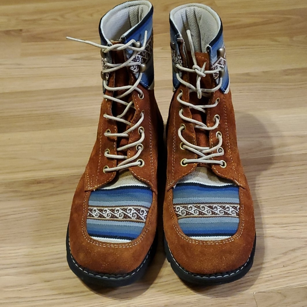 Yoaan CATS Brow Suede Aztec Embroidered Work Boots